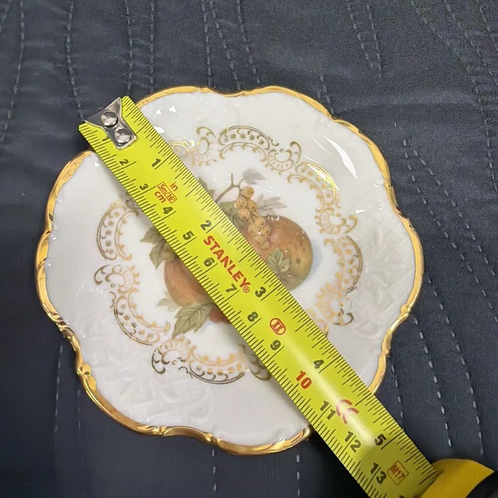 Royal Bavaria Germany Fruit Motif Gold Trim Scalloped Porcelain Dish 5
